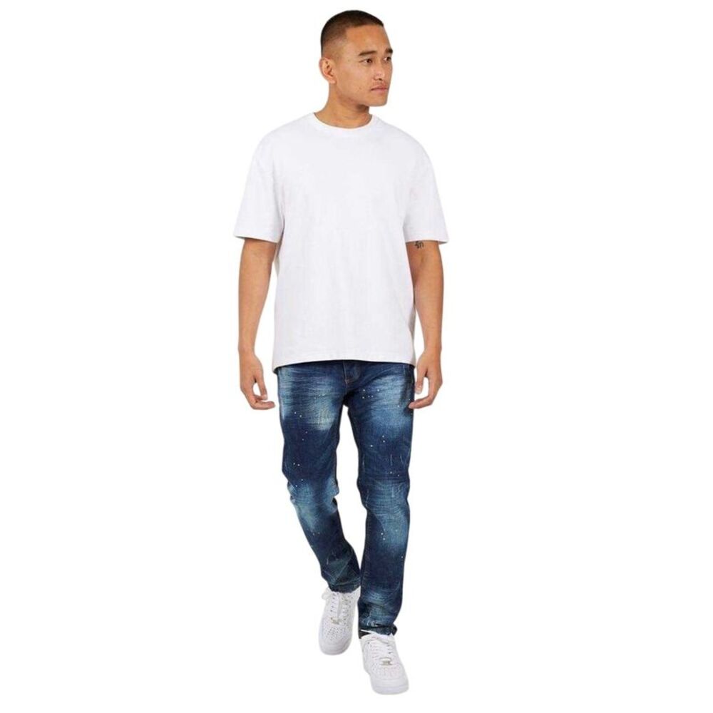 Brave Soul Mens Cotton Splat Skinny Jeans / Blue